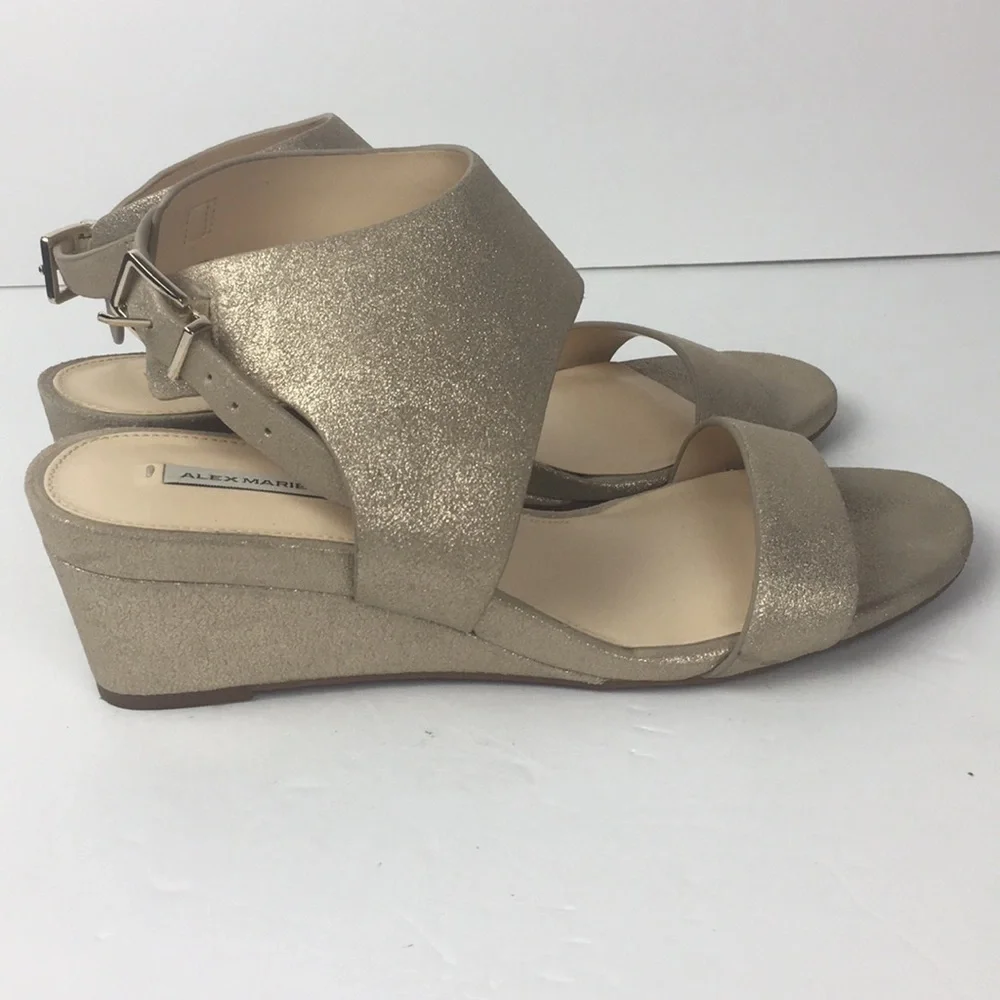 Alex Marie Spark Glittery Gold Strappy Wedges 10